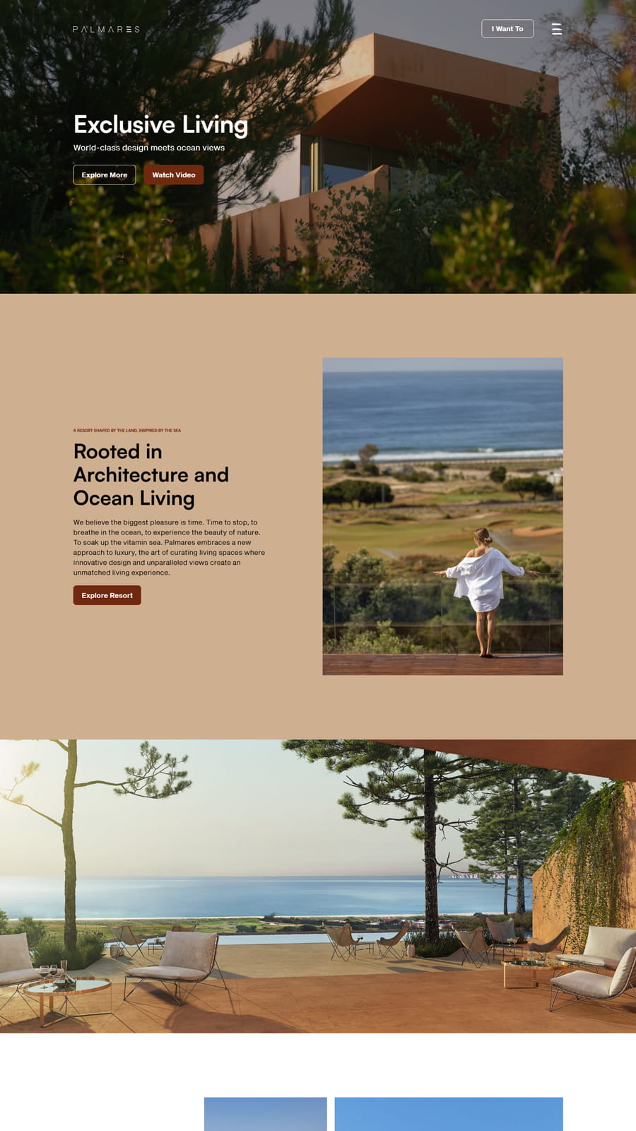 Website imobiliário para Palmares Ocean Living com apresentação de propriedades e lifestyle