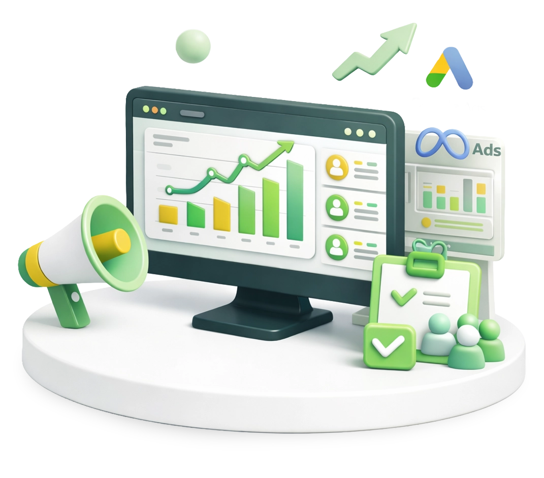 Captação de leads qualificados para imobiliário através de campanhas Google Ads, Meta Ads e marketing digital segmentado