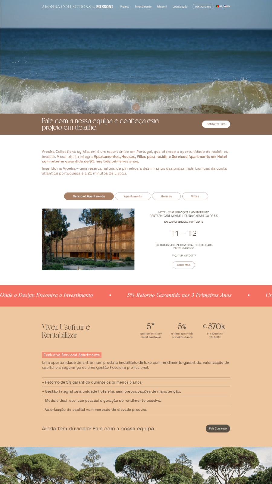 Website imobiliário para empreendimento residencial com design moderno, apresentação de propriedades e geração de leads