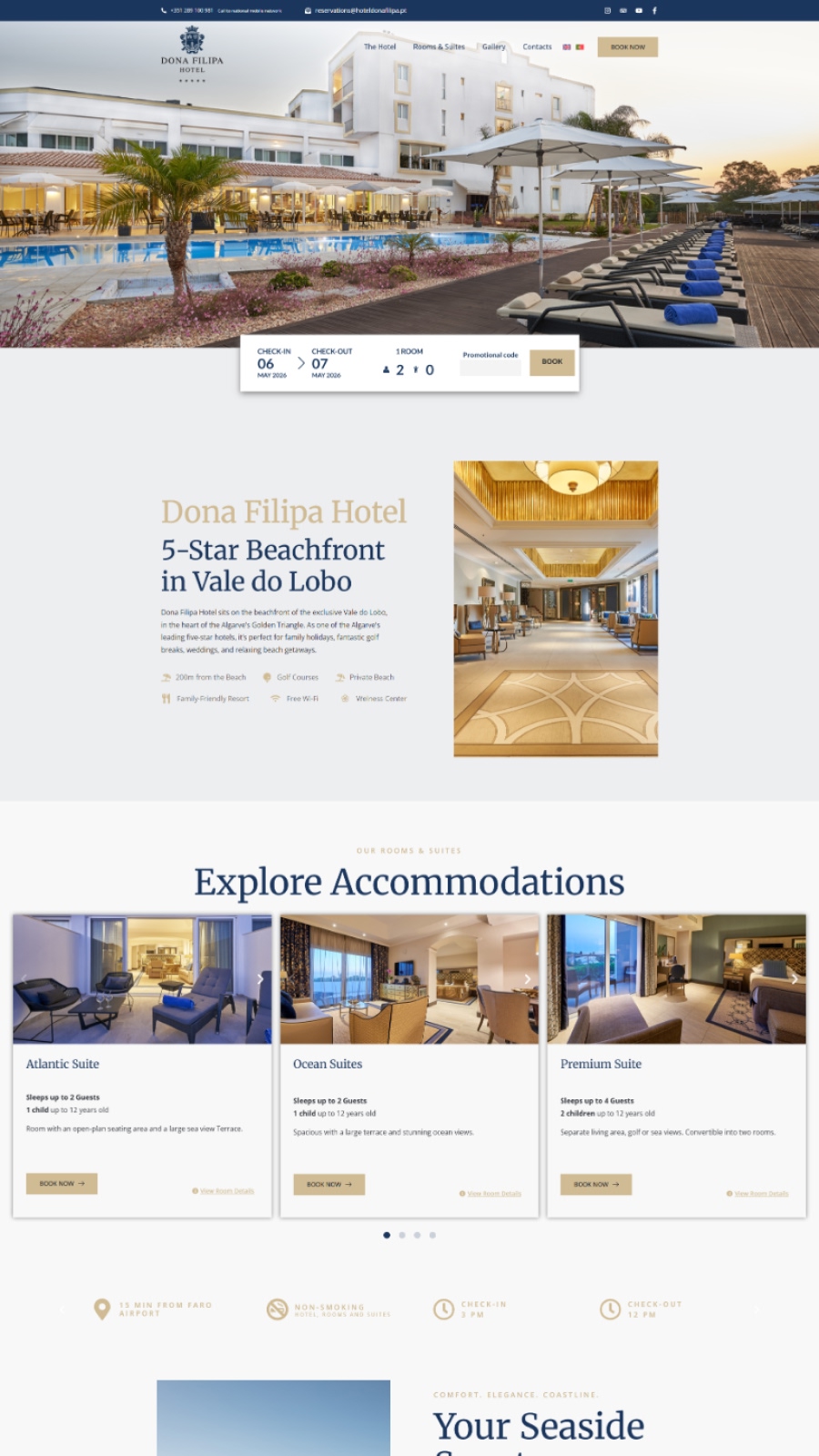 Website para Dona Filipa Hotel com foco em reservas diretas e comunicação premium